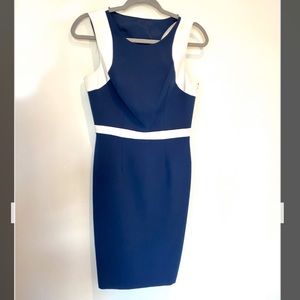 Navy & White Adrianna Papell dress with cut-outs